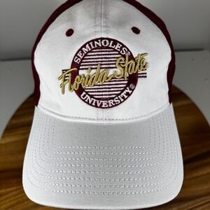 Florida State Seminoles University Mesh Trucker Hat Cap White Burgundy The Game